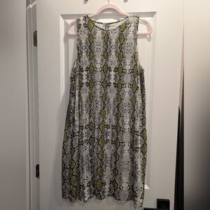 Elegant Sleeveless Snake Print Midi Dress